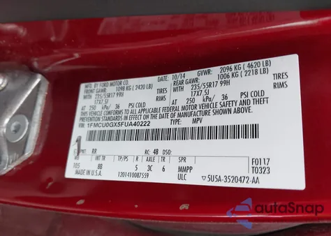 2015 Ford Escape Se z USA, uszkodzony, nr VIN 1FMCU0GX5FUA40222